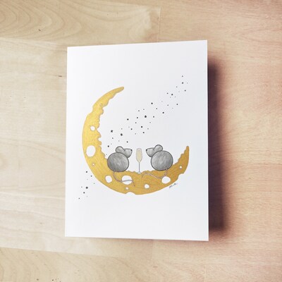 Rat Butt Hand Painted Greeting Card Blank - Year of the Rat Lunar Gold Foil Cards - image1